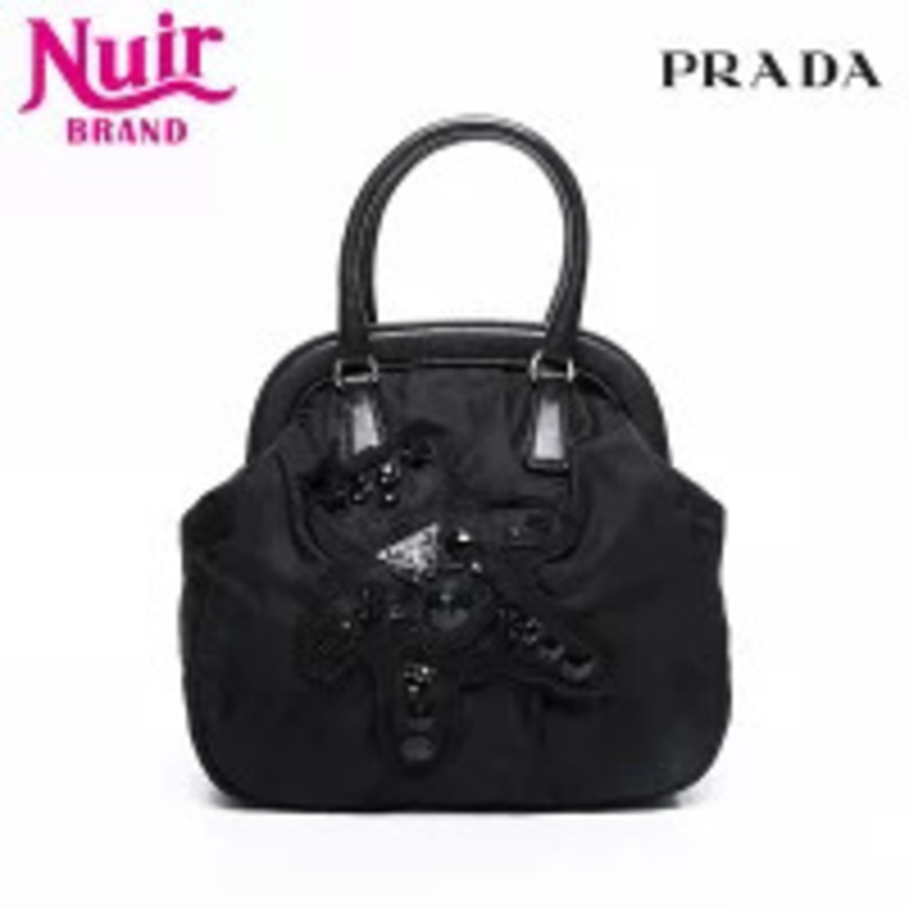Prada Bear Jewel Handbag Black